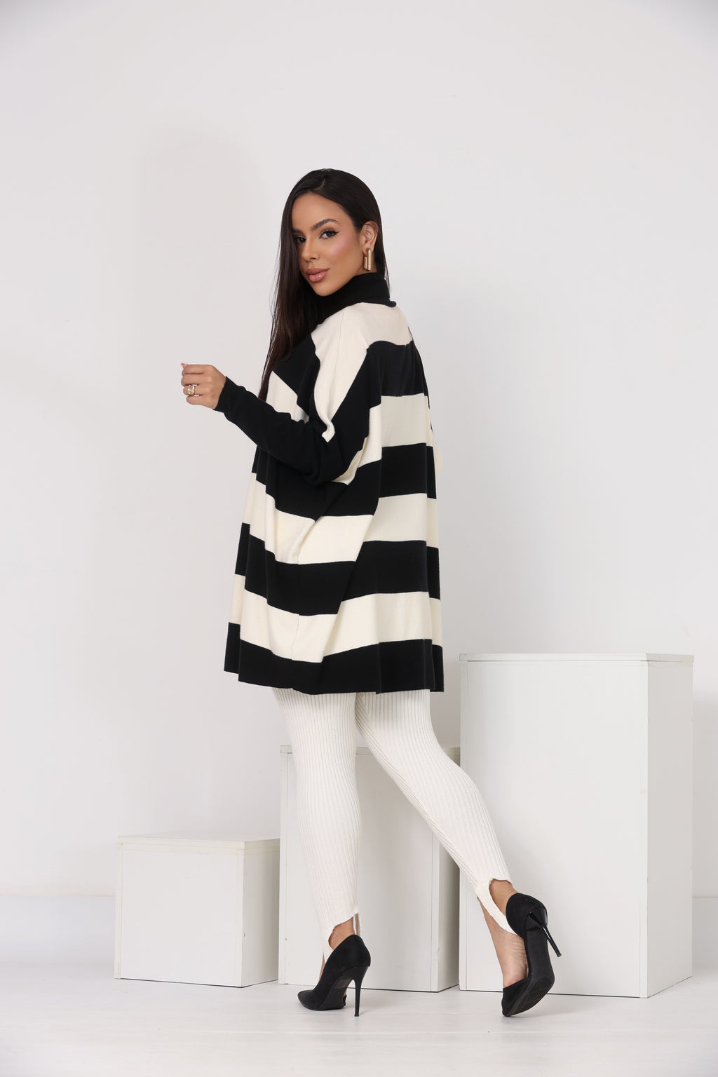 Suéter Oversize Listras Tricô Modal