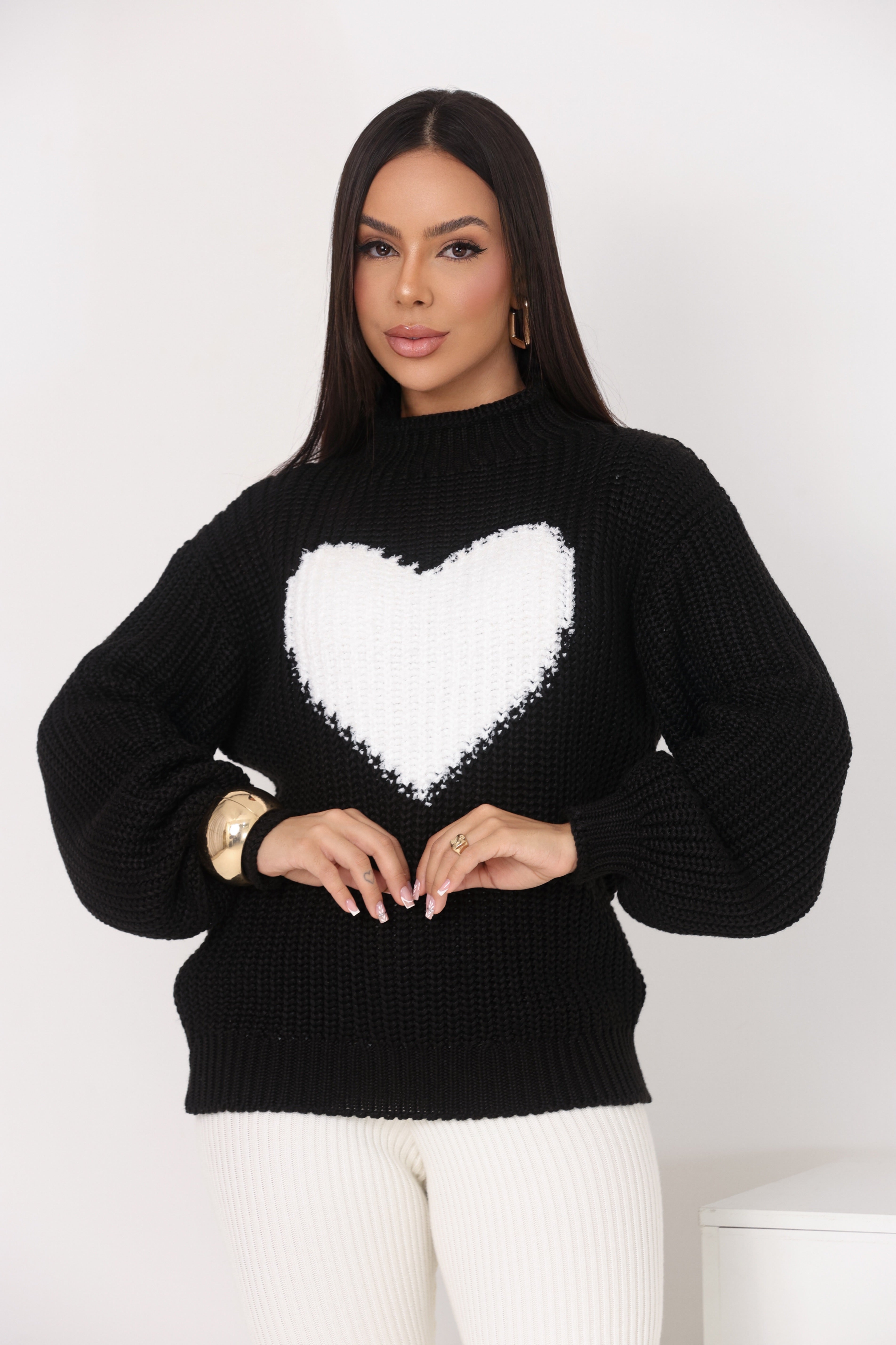 Blusa em Tricô Coração