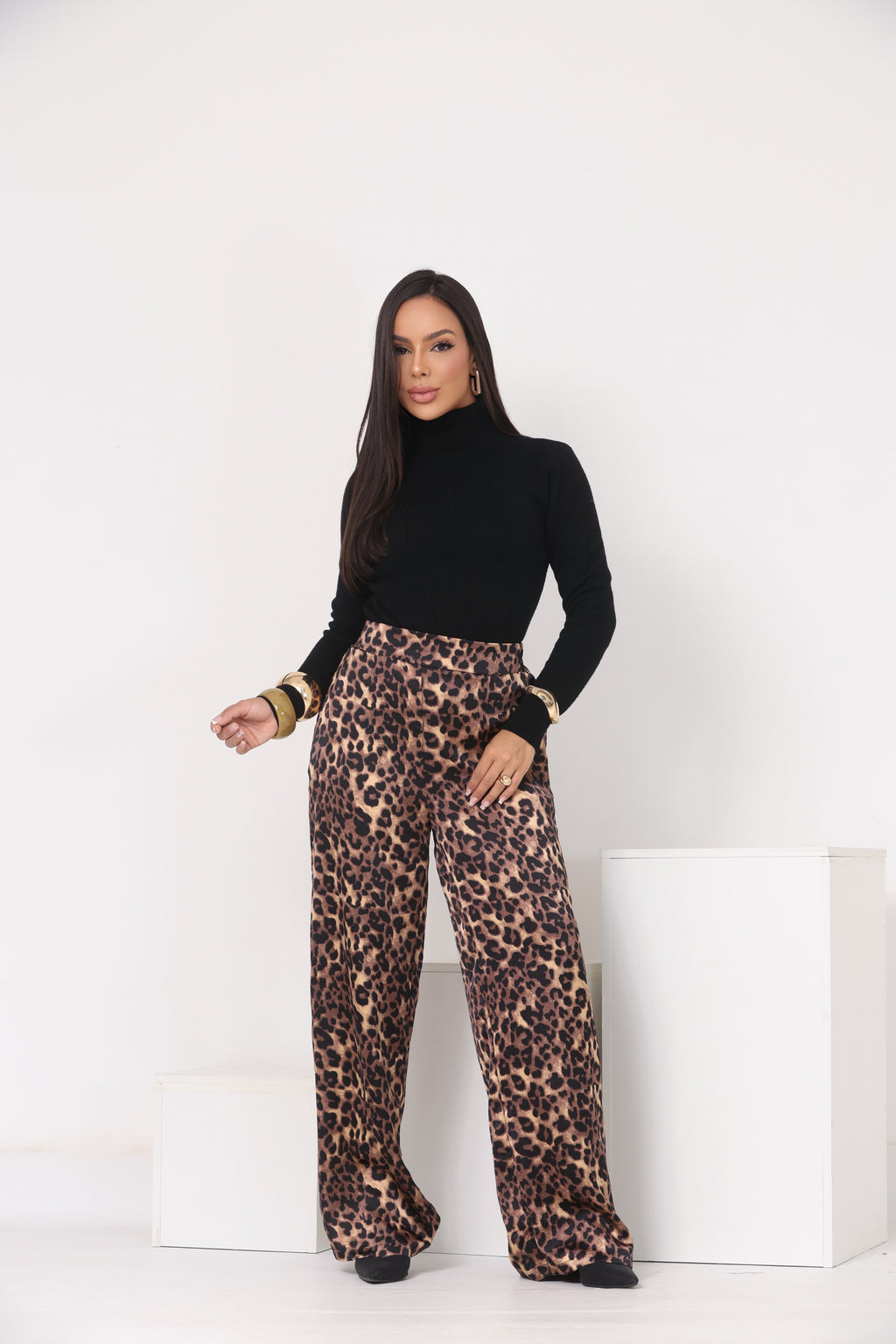 Calça Acetinada Animal Print