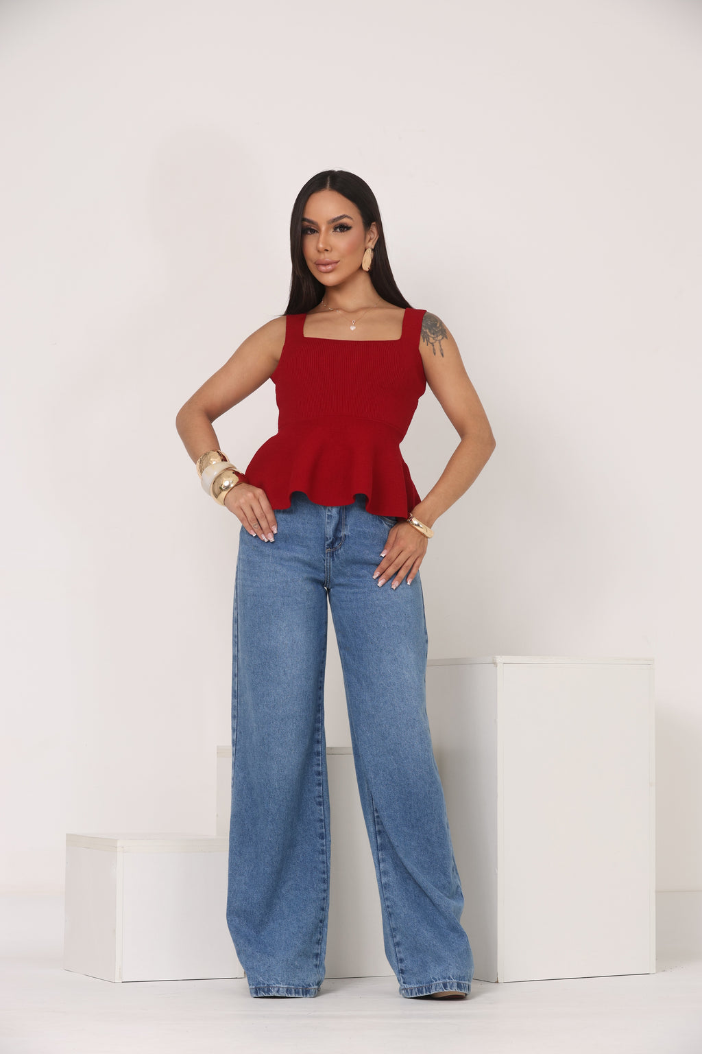 Blusa Tricô Peplum