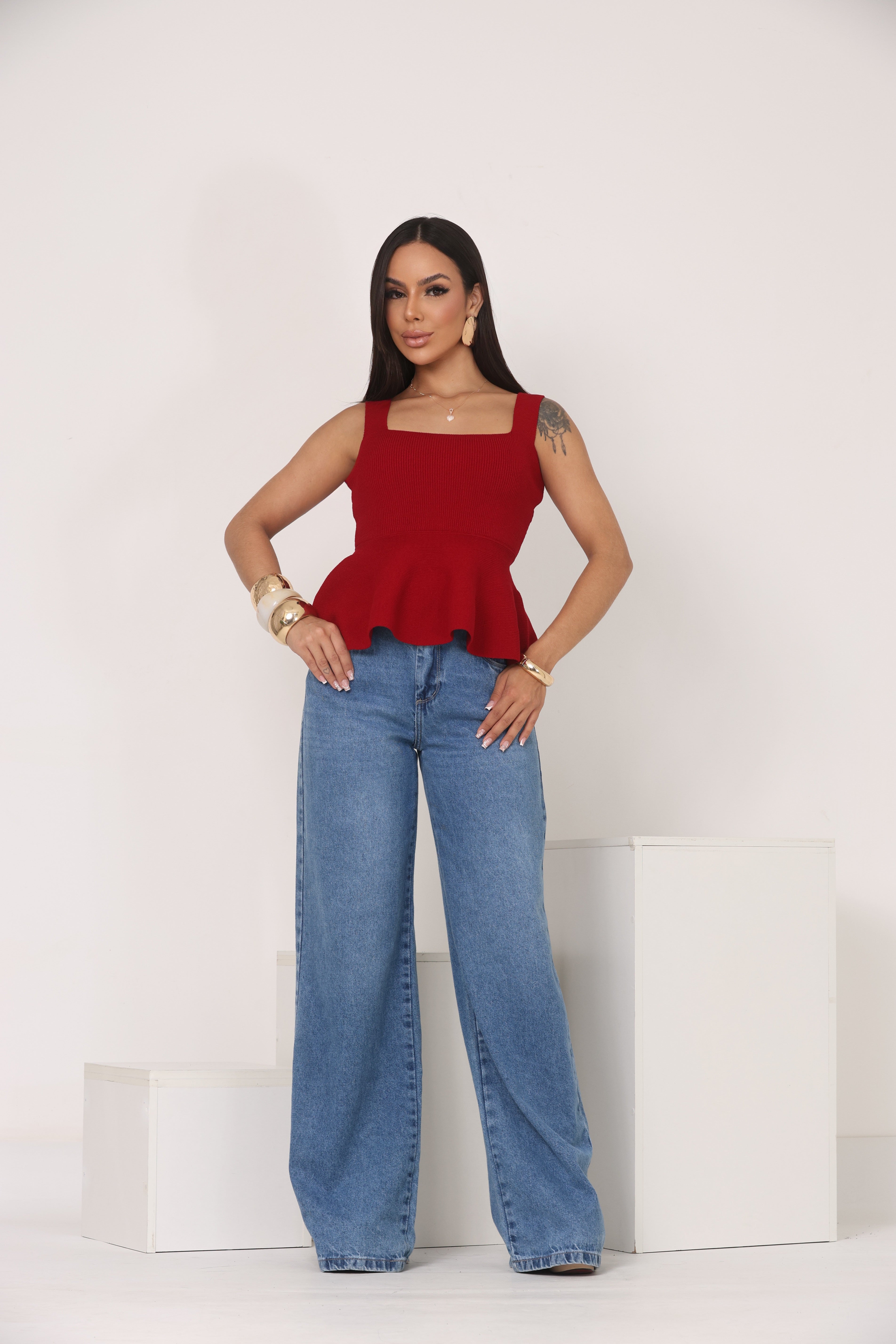 Blusa Tricô Peplum