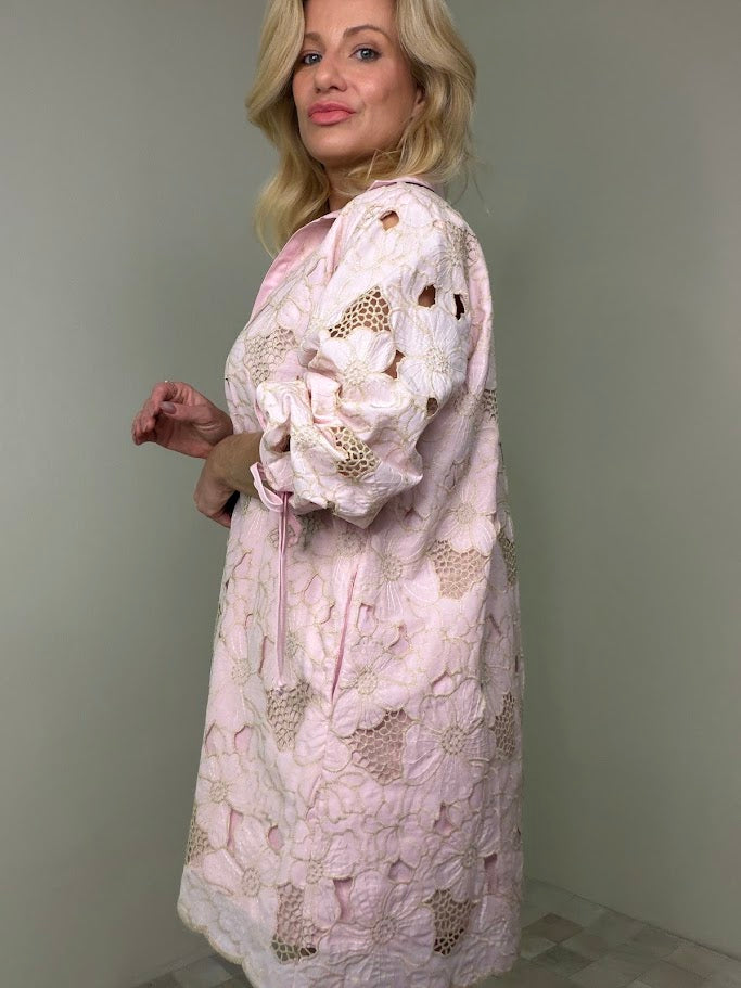 Vestido Lase Richelieu Bordado Rose
