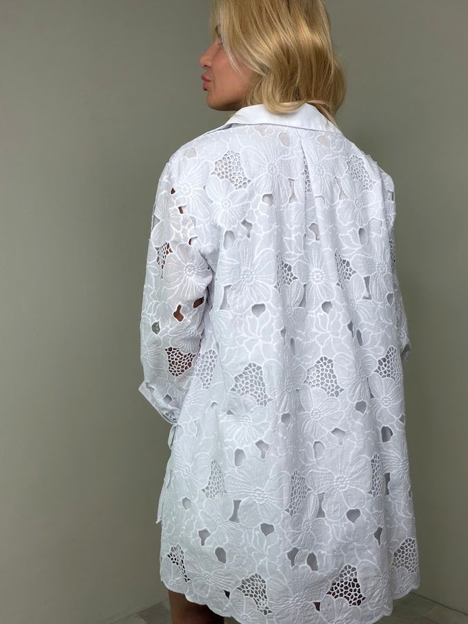 Vestido Lase Richelieu Bordado Branco