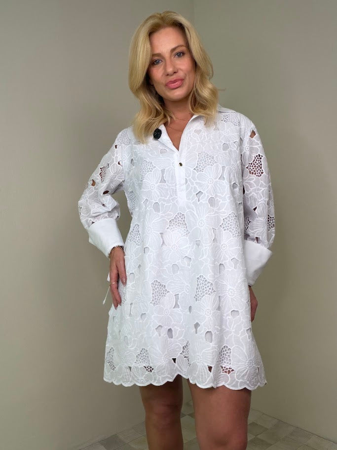Vestido Lase Richelieu Bordado Branco
