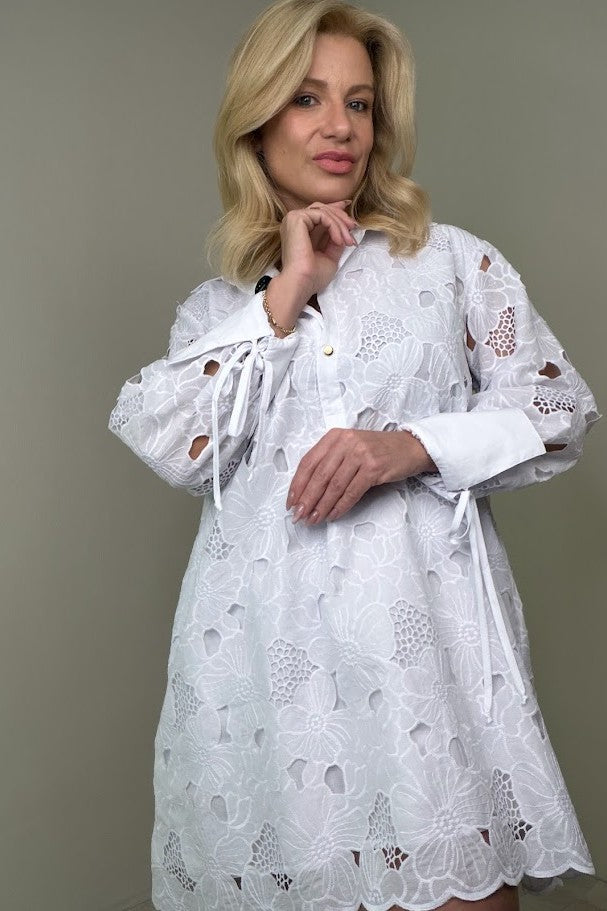 Vestido Lase Richelieu Bordado Branco