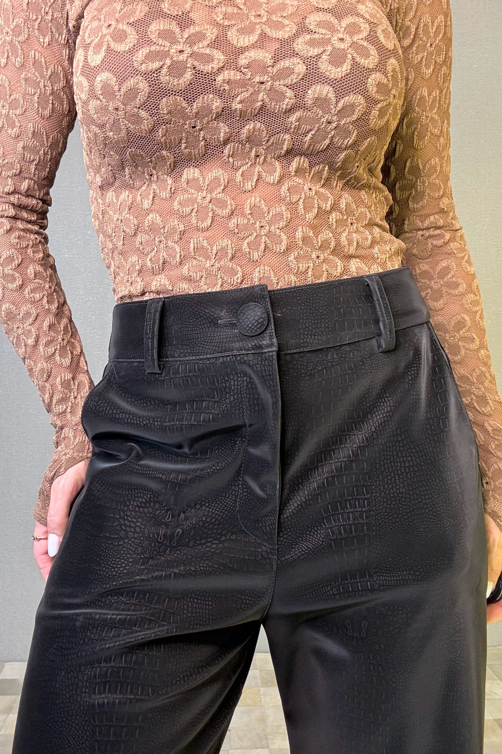 Calça Courino Wide Leg