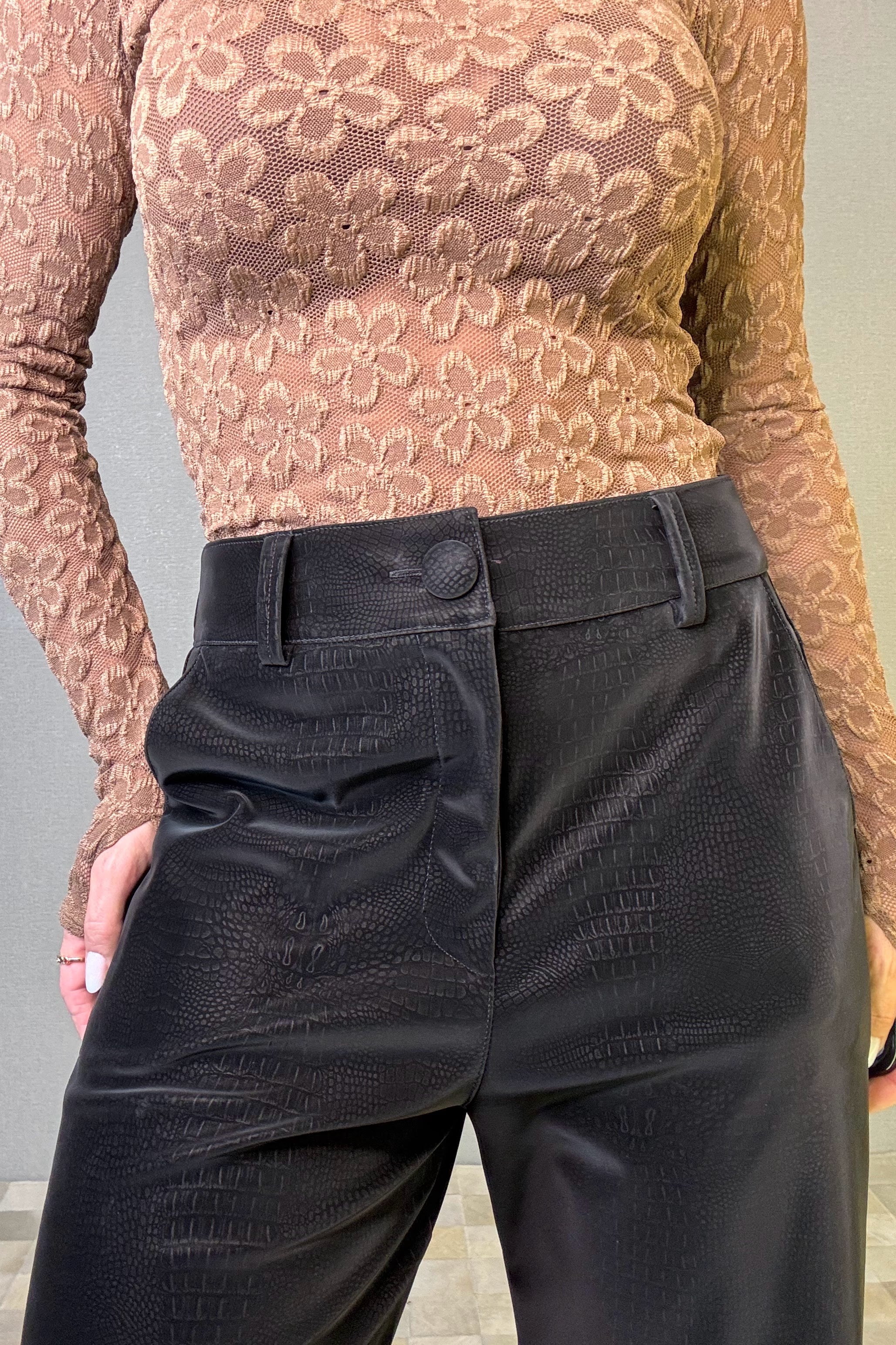 Calça Courino Wide Leg