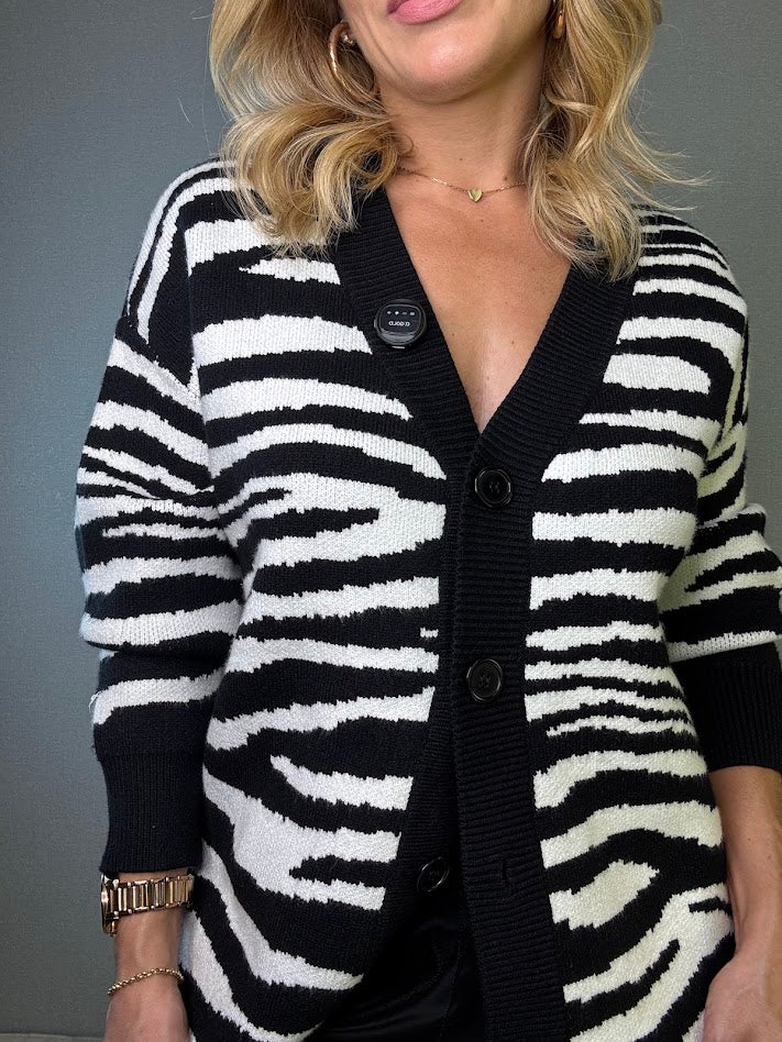 Cardigan em Tricô Zebra