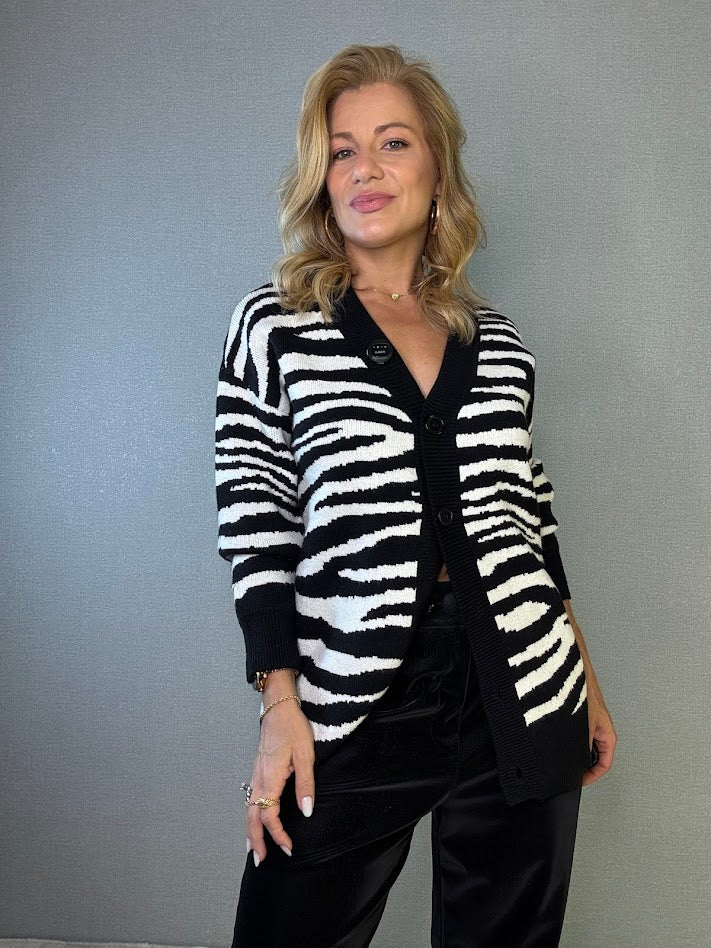 Cardigan em Tricô Zebra