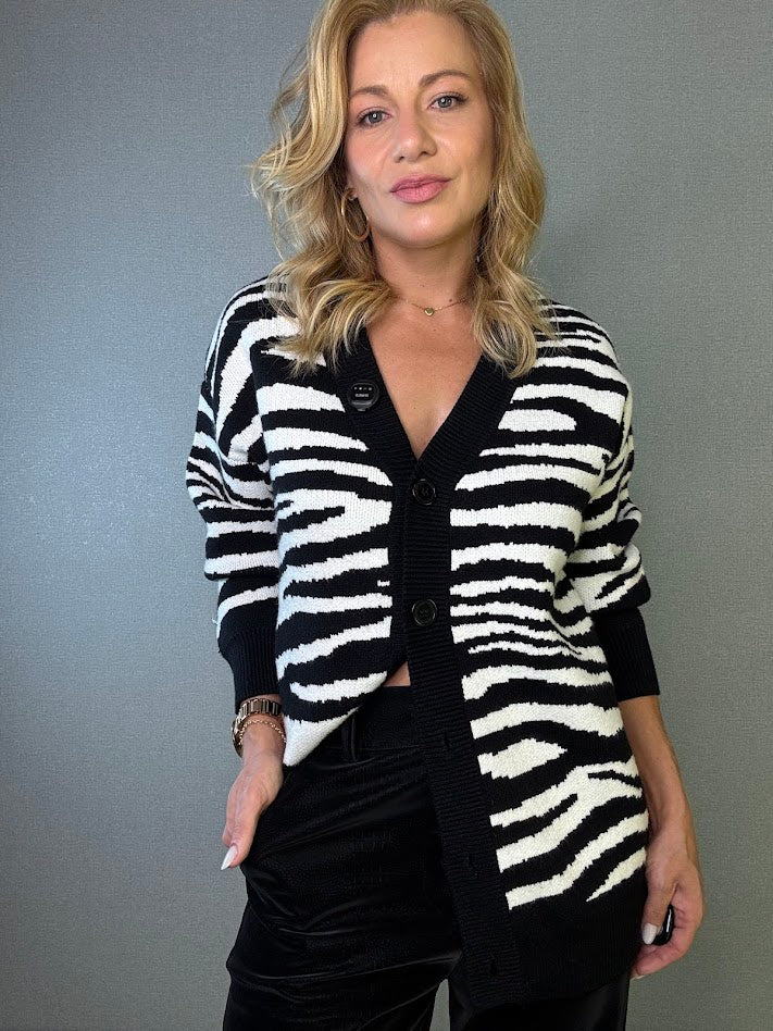 Cardigan em Tricô Zebra